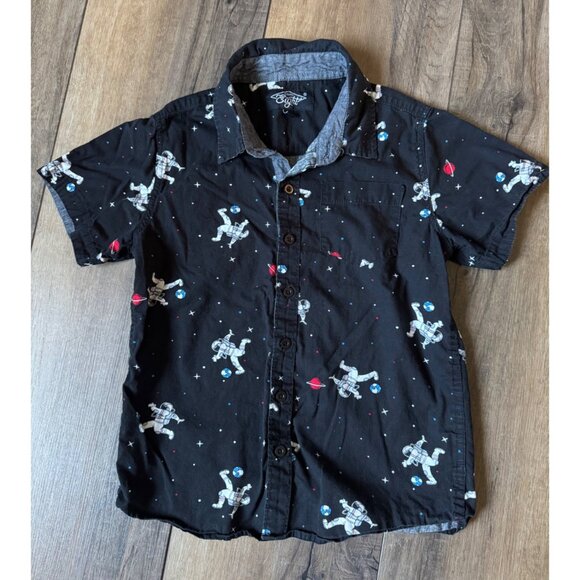 $5 WHEN BUNDLED Space Astronaut Theme Button Up Short Sleeve Shirt Sz 8 - Picture 1 of 6